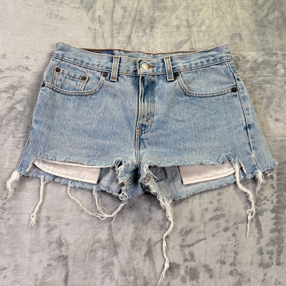 Vintage Levi's 505 Cut Off Denim Shorts Womens Size 26 and 30" Waist Light Wash